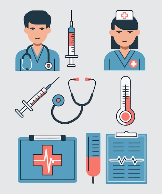 Icon médico Establezca diagnóstico médico de salud informe de enfermedad lesión y más