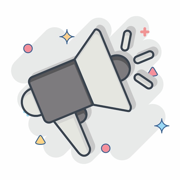 Icon Megaphone relacionado con el símbolo de comunicación estilo cómic ilustración de diseño simple