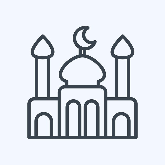 Icon Mezquita relacionada con Eid Al Adha estilo de línea de símbolo diseño simple editable