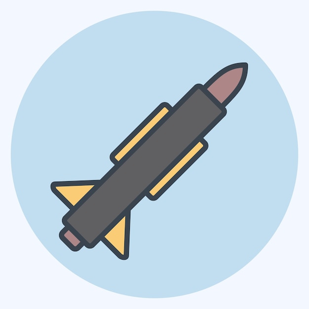 Icon Misil relacionado con el militar y el símbolo del ejército color mate estilo ilustración simple