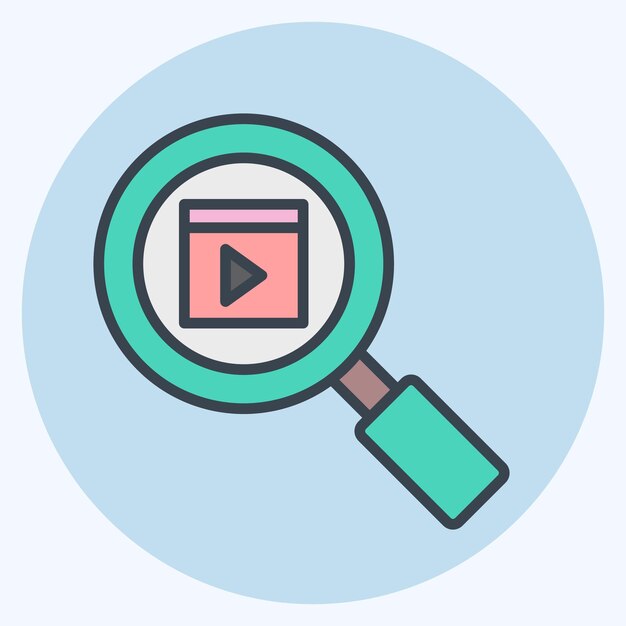 Icon Movie Búsqueda relacionada con el símbolo del cine estilo de color mate ilustración de diseño simple