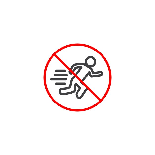 Icon No Running Sign Set Cautio Sport Run símbolo vectorial de seguridad en un estilo de relleno y delineado en negro Stop Running Sign