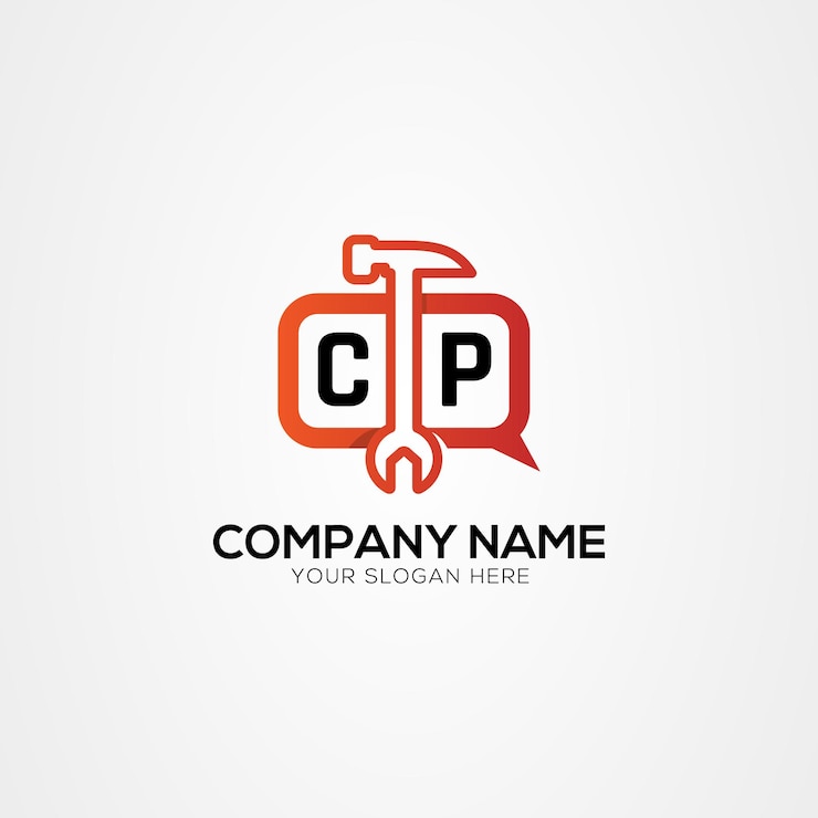 Vector icon o logotipo de chat con la letra cp logotipo de servicios ilustración vectorial aislada