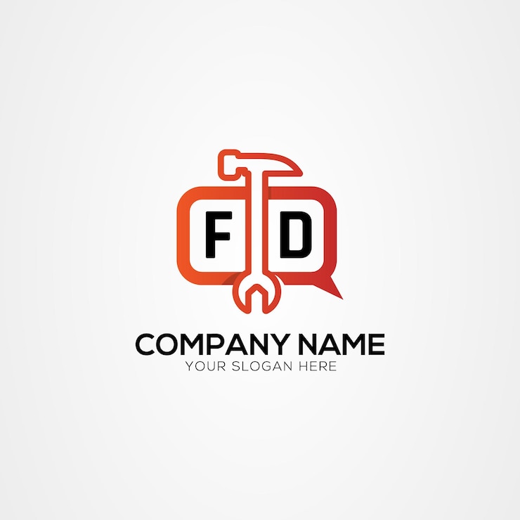 Vector icon o logotipo de chat con la letra fd del logotipo de los servicios ilustración vectorial aislada