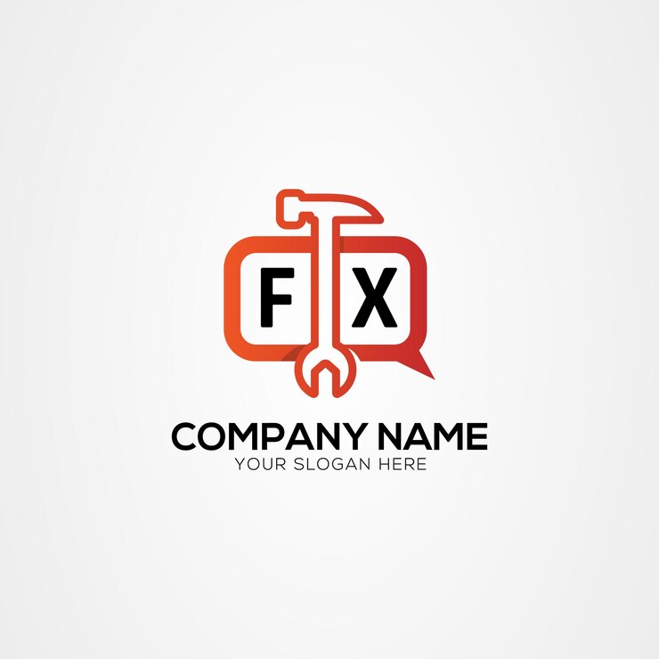 Vector icon o logotipo de chat con letra fx servicios logotipo ilustración vectorial aislada