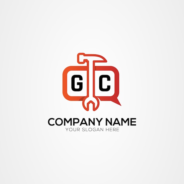 Icon o logotipo de chat con letra GC Ilustración vectorial aislada de servicios