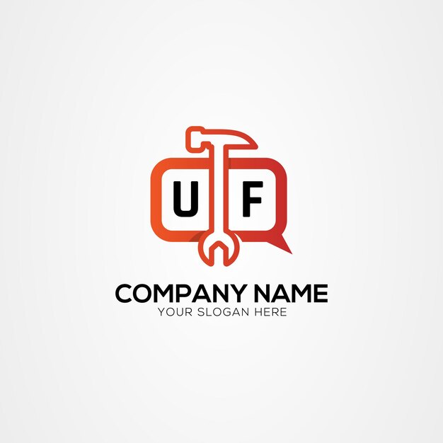 Icon o logotipo de chat con letras de servicios UF FU Logotipo de vector aislado Ilustración