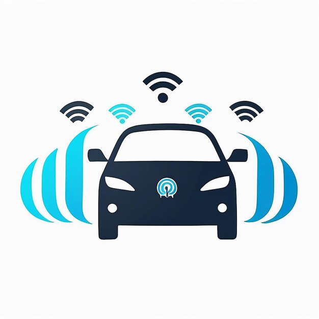 Icon o símbolo de ilustración del diseño del logotipo del automóvil wifi