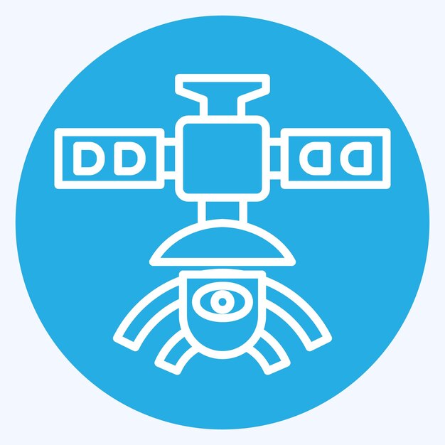 Icon Observación Satélite relacionado con Símbolo de satélite Estilo de ojos azules Diseño simple editable