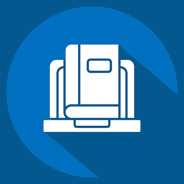 Icon Onlie Book Lectura relacionada con el diseño de estilo de sombra larga del símbolo de Dropshipping editable