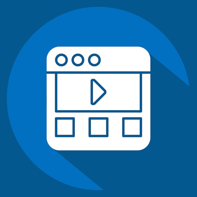 Icon Online Video Ver relacionado con el símbolo de Dropshipping estilo de sombra larga editable
