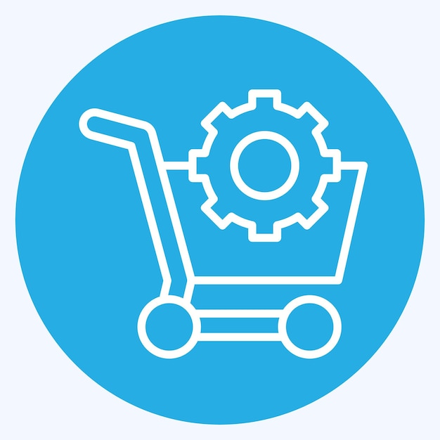 Icon Optimización de comercio electrónico relacionada con los medios de comunicación y la publicidad símbolo estilo ojos azules
