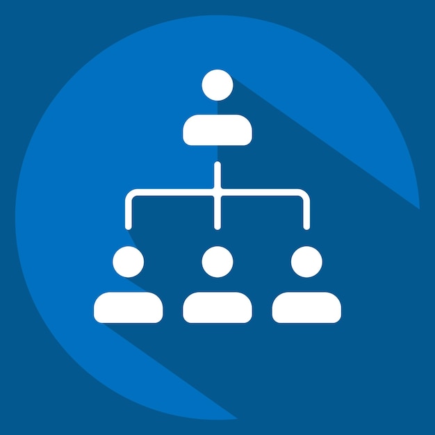 Icon Organización relacionada con el análisis de negocios símbolo estilo sombra larga diseño simple