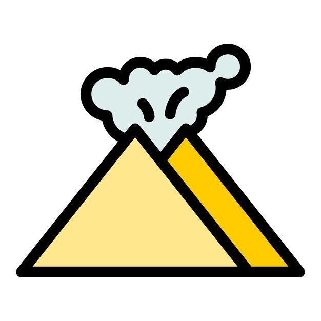 Icon del paisaje del volcán contorno vector de la lava magma cráter del volcán color plano