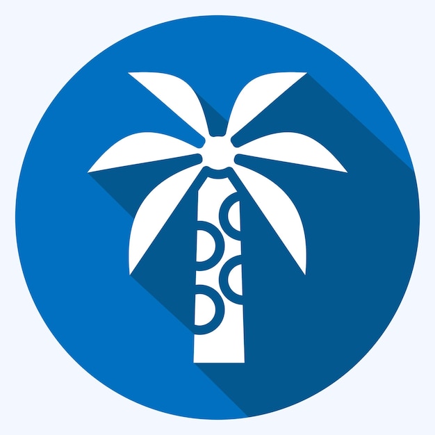 Icon Palm Tree relacionado con el símbolo de Tailandia estilo de sombra larga diseño simple editable