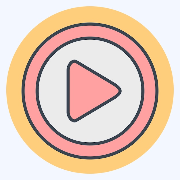 Icon Play Button relacionado con el símbolo de cine estilo de color mate ilustración de diseño simple