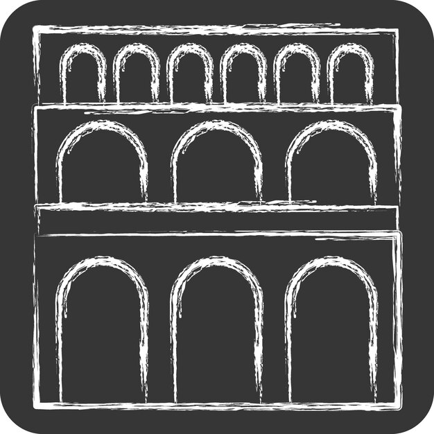 Icon Pont Du Gard relacionado con Francia símbolo tiza Estilo diseño simple editable ilustración simple