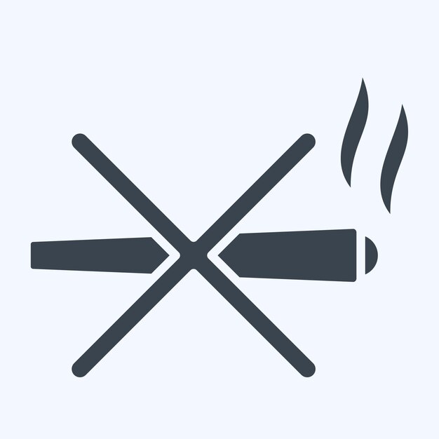 Icon Prohibición de fumar relacionado con el diseño de estilo de glifo del símbolo de fumar editable