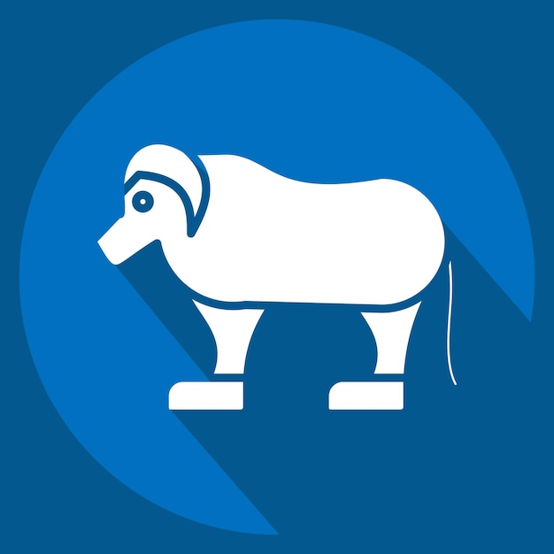 Icon Qiviut relacionado con el símbolo de Alaska estilo de sombra larga diseño simple editable