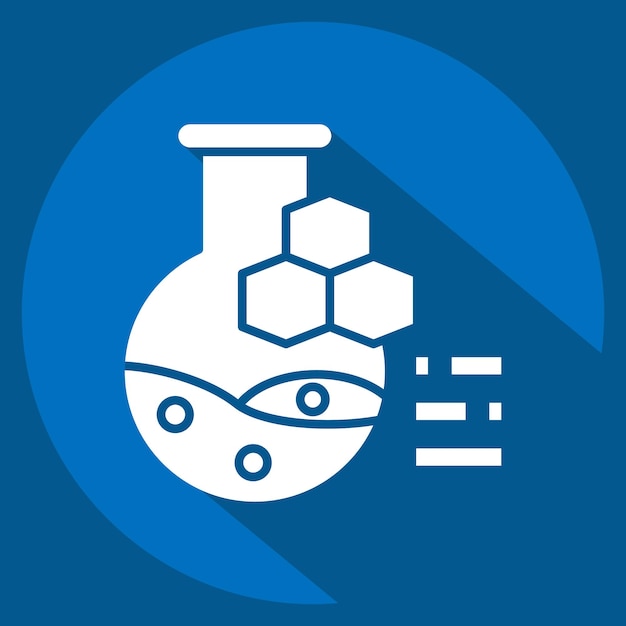 Icon Químicos relacionados con el símbolo nuclear estilo de sombra larga diseño simple editable