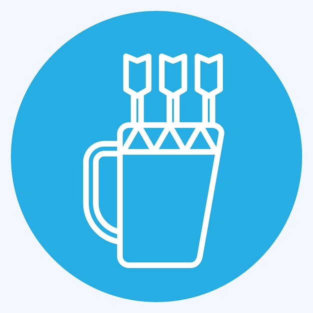 Icon Quiver relacionado con el símbolo indígena americano estilo de ojos azules editable