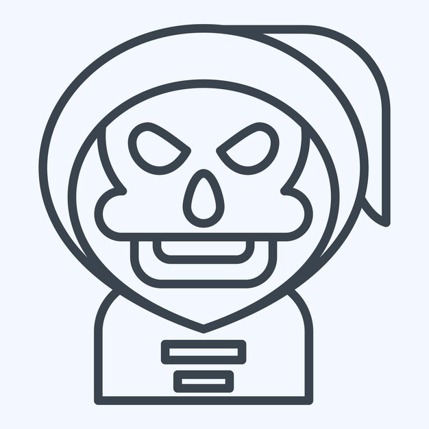Icon Reaper relacionado con el estilo de línea de símbolos de Halloween ilustración de diseño simple