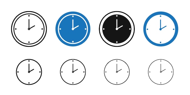 Icon del reloj dos Colección de arte de línea delgada