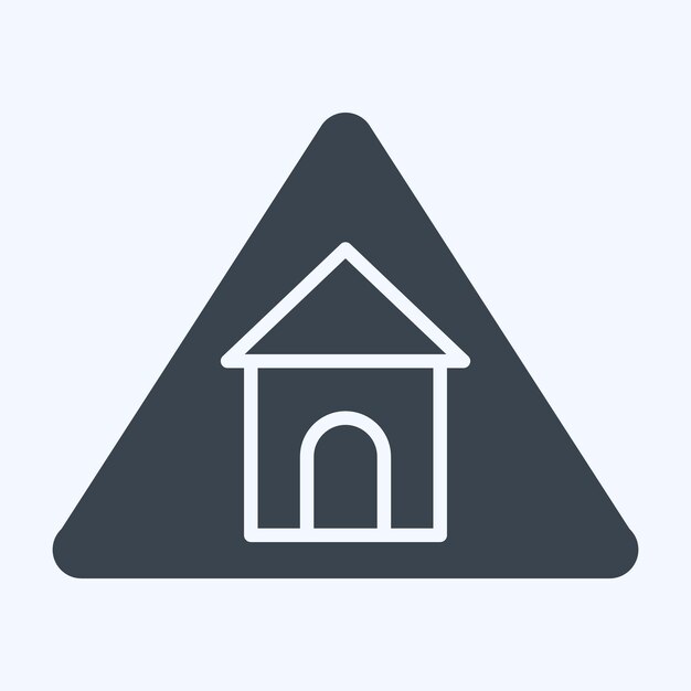 Icon Residencia relacionada con el símbolo de la señal de tráfico estilo glifo diseño simple editable