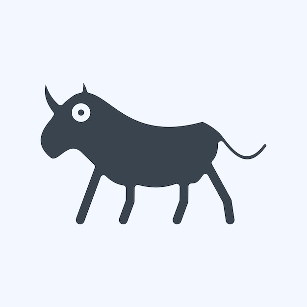 Icon Rhinoceros relacionado con los animales domésticos símbolo diseño de estilo glifo editable