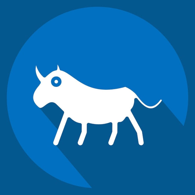 Icon Rhinoceros relacionado con los animales domésticos símbolo diseño de estilo de sombra larga editable