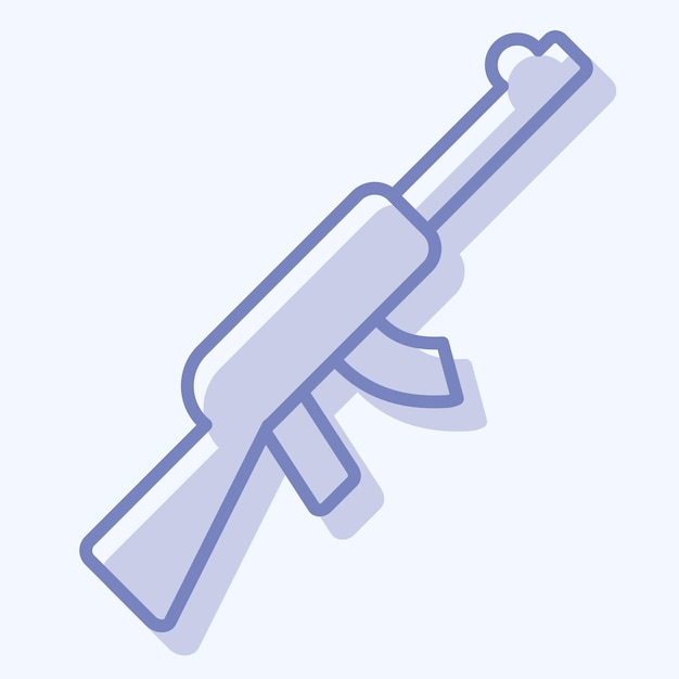 Icon Rifle Gun relacionado con el símbolo militar y del ejército de estilo de dos tonos ilustración simple