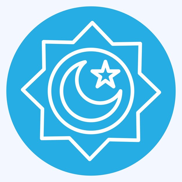 Icon Rub el Hizb relacionado con el símbolo del Ramadán estilo de ojos azules ilustración simple