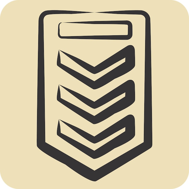 Icon Sargento relacionado con el militar y el símbolo del ejército estilo dibujado a mano ilustración simple