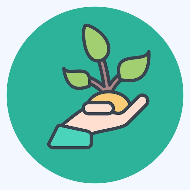 Icon Save Nature relacionado con el símbolo del medio ambiente Color Mate Estilo diseño simple editable