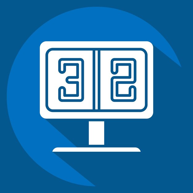 Icon Score relacionado con el símbolo de béisbol estilo sombra larga diseño simple editable