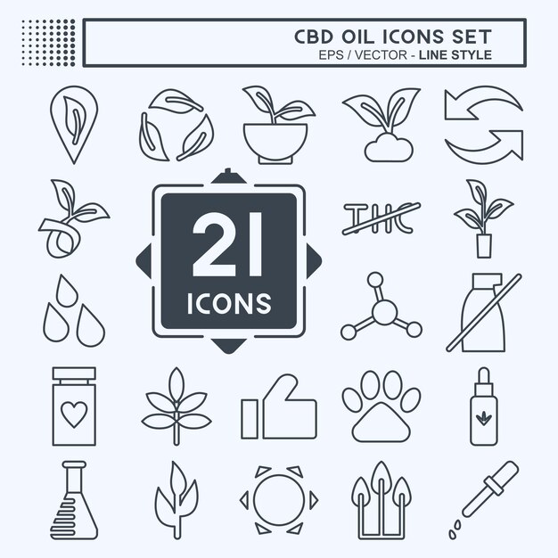 Icon Set CBD Oil relacionado con Educación diseño de estilo de línea de símbolo editable