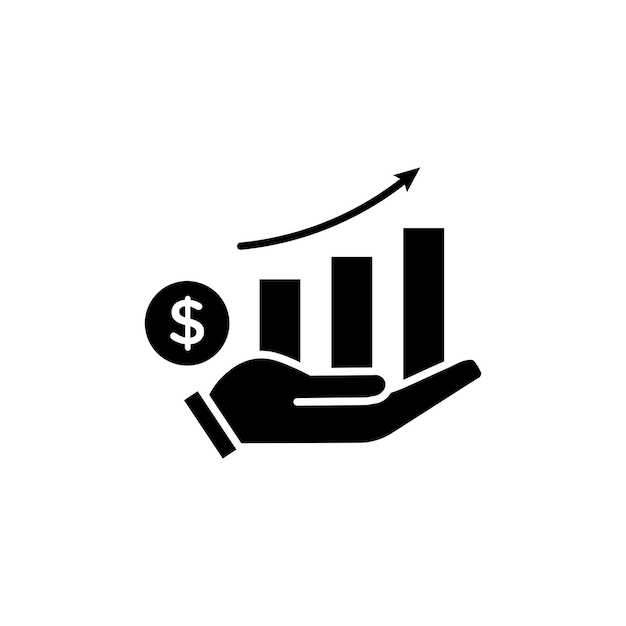 Icon Set de Crecimiento de Inversión Símbolo vectorial de gráfico de la economía de la mano en un estilo negro lleno y delineado Signo de Fortunas Crecientes
