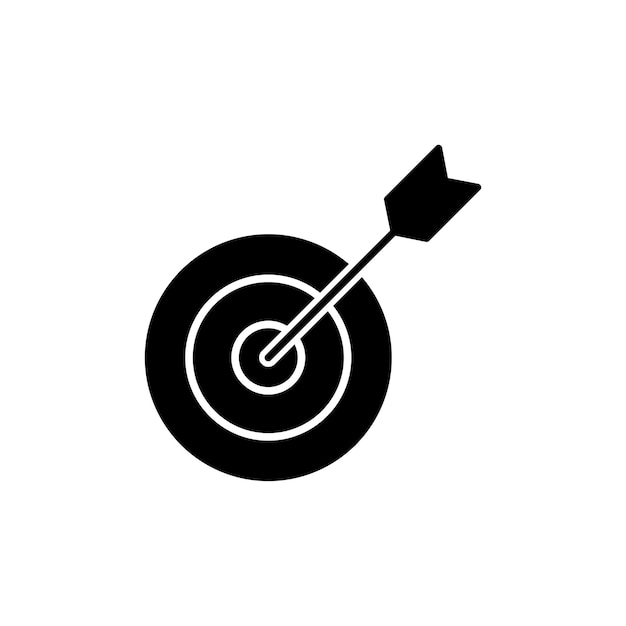 Icon Set de dardos Símbolo vectorial de la línea de meta del dardo objetivo en un estilo de relleno y delineado en negro Signo de objetivo de precisión