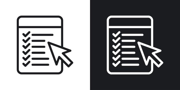 Icon Set de Exámenes de Prueba en Línea Evaluación de Educación y Símbolo de Vector de Quiz en un estilo de aprendizaje digital lleno y delineado en negro