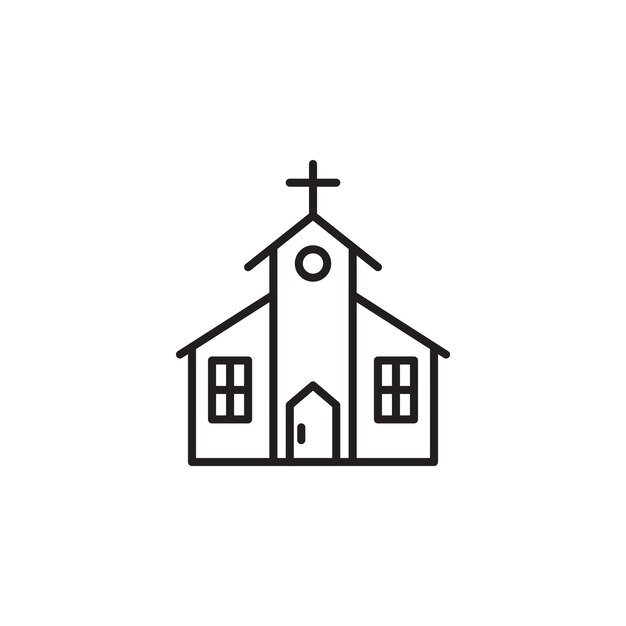 Icon Set Iglesia Capilla símbolo católico y vector de cruz en un estilo negro lleno y delineado Signo de refugio espiritual