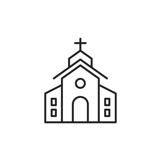 Icon Set Iglesia Capilla símbolo católico y vector de cruz en un estilo negro lleno y delineado Signo de refugio espiritual