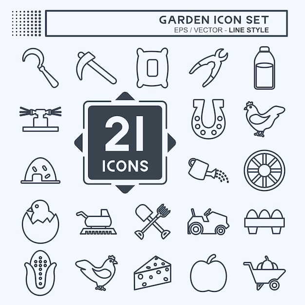 Icon Set Jardín adecuado para el estilo de línea de símbolos de jardín diseño simple editable