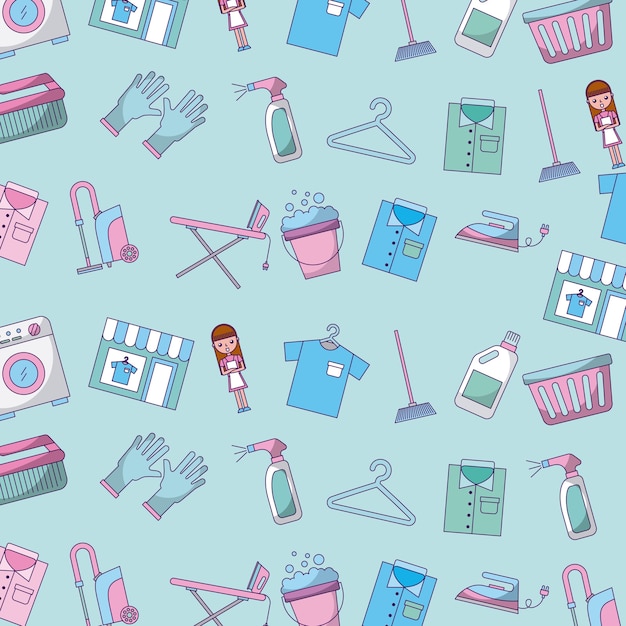 Icon set lavandería limpieza delicado