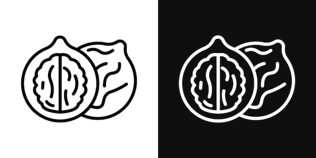 Icon Set de nuez Símbolo vectorial de alimentos de cáscara de nuez en un estilo de relleno y delineado negro Crunchy Delight Sign