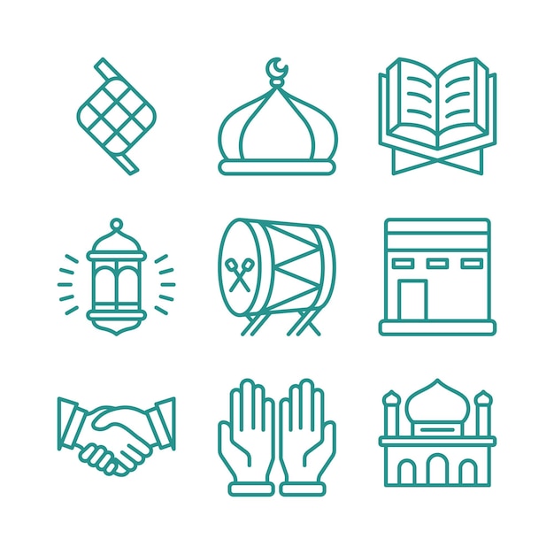 Icon Set de Ramadán Símbolos y tradiciones islámicas