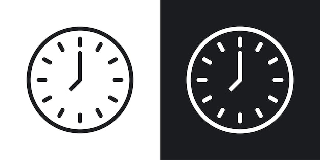 Icon Set Reloj alarma horario símbolo vectorial en un estilo de relleno y delineado en negro Timekeeper Sign