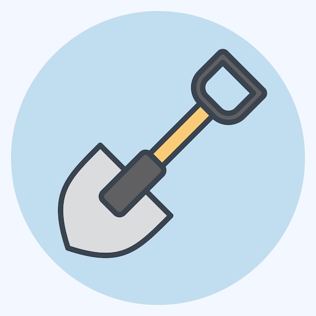 Icon Showel relacionado con la guerra Símbolo militar Estilo de color mate Ilustración sencilla