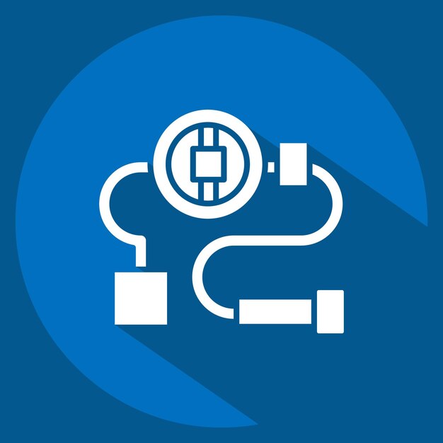 Icon Sistema de dirección relacionado con el automóvil Símbolo de mantenimiento estilo sombra larga diseño simple editable
