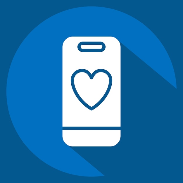 Icon Smart Phone relacionado con el símbolo del Día de San Valentín estilo de sombra larga diseño simple editable