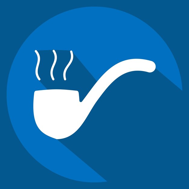 Icon Smoking Pipe relacionado con el diseño de estilo de sombra larga del símbolo de la jubilación editable